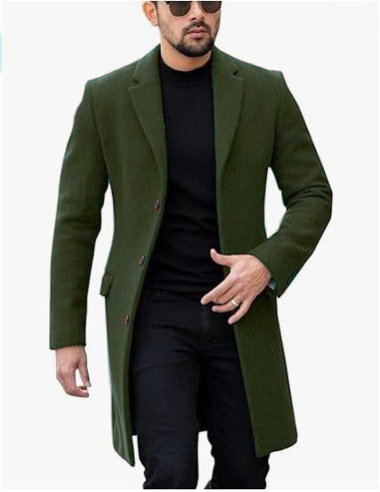 Single-breasted Cardigan Woolen Coat Men's Coat