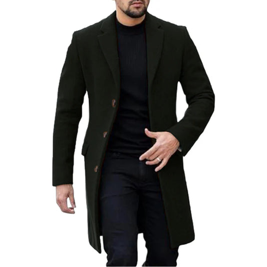 Single-breasted Cardigan Woolen Coat Men's Coat