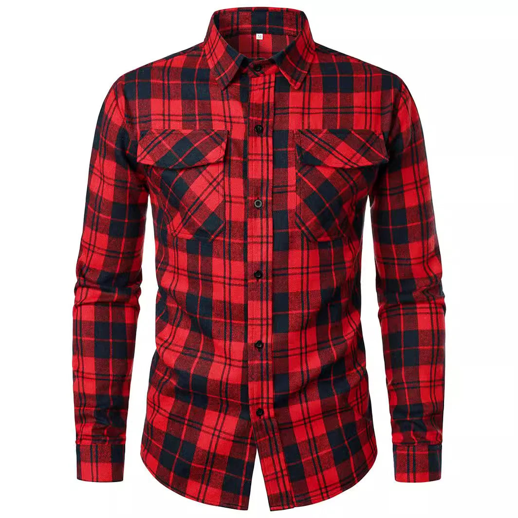 Cool Long Sleeve Lapel Shirt Fashion Plaid